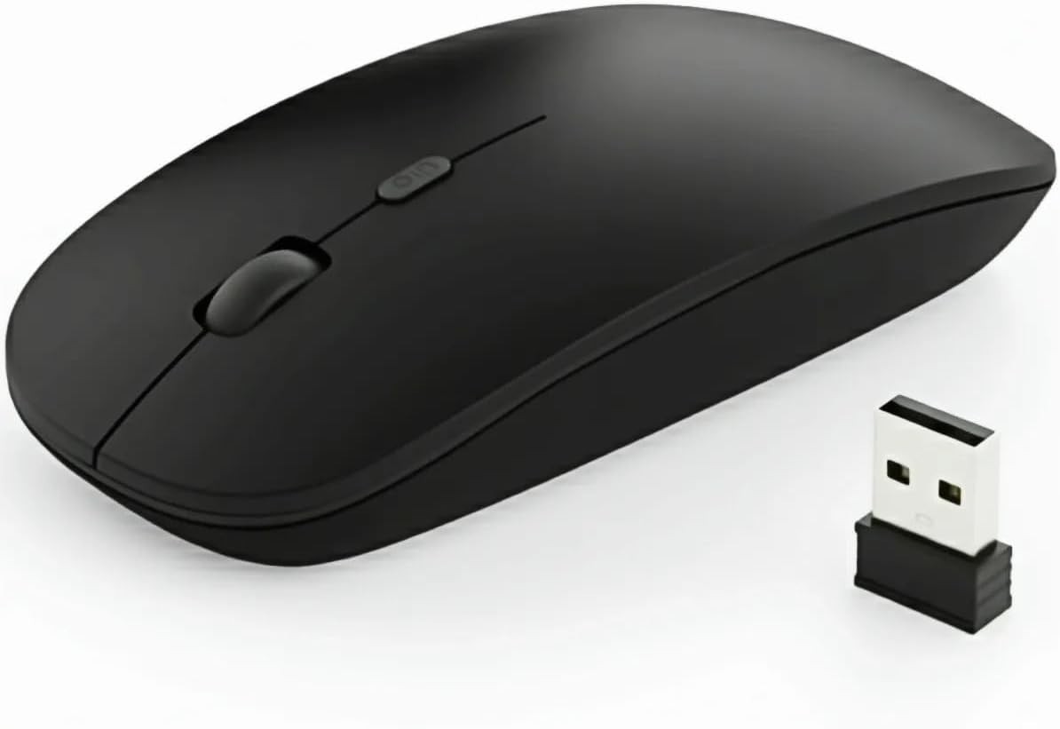 Ergonomic Wireless Mouse - Portable 6-Button Mouse with Silent Click Technology