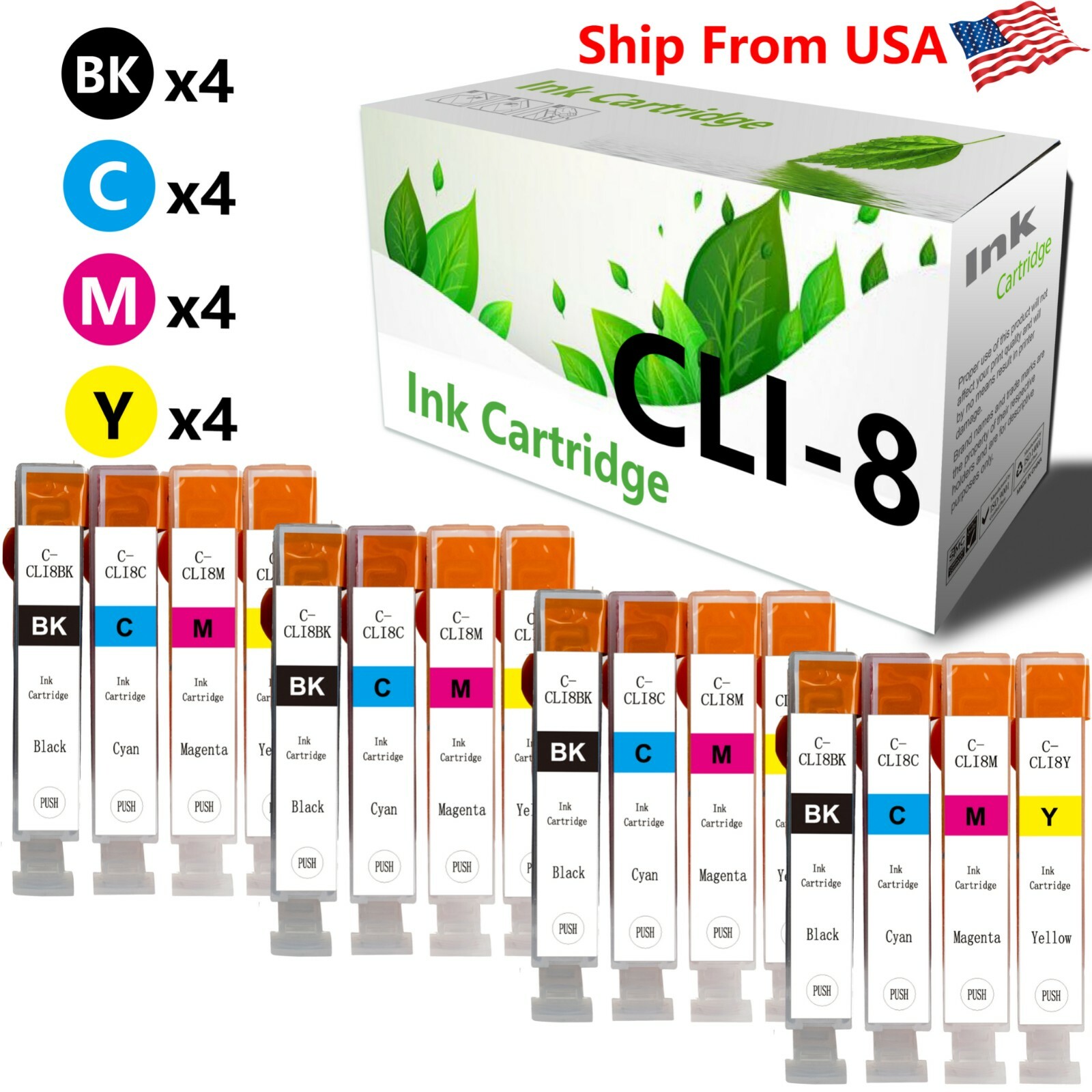 16PK CLI8 CLI-8 Ink Cartridge for PIXMA iP4200 PIXMA iP4500 PIXMA MP600