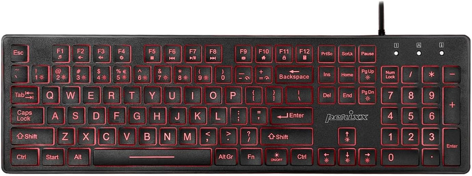 PERIBOARD-317RGB Wired Backlit USB Keyboard - Big Print Letter with RGB