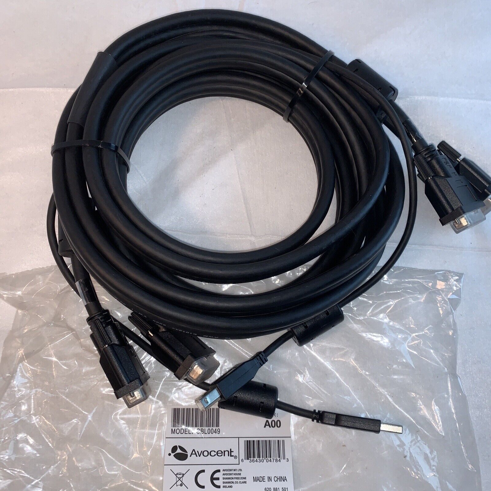 Avocent Cybex 12FT KVM Cable CBL0049 USB-B DVI-I Split Cable
