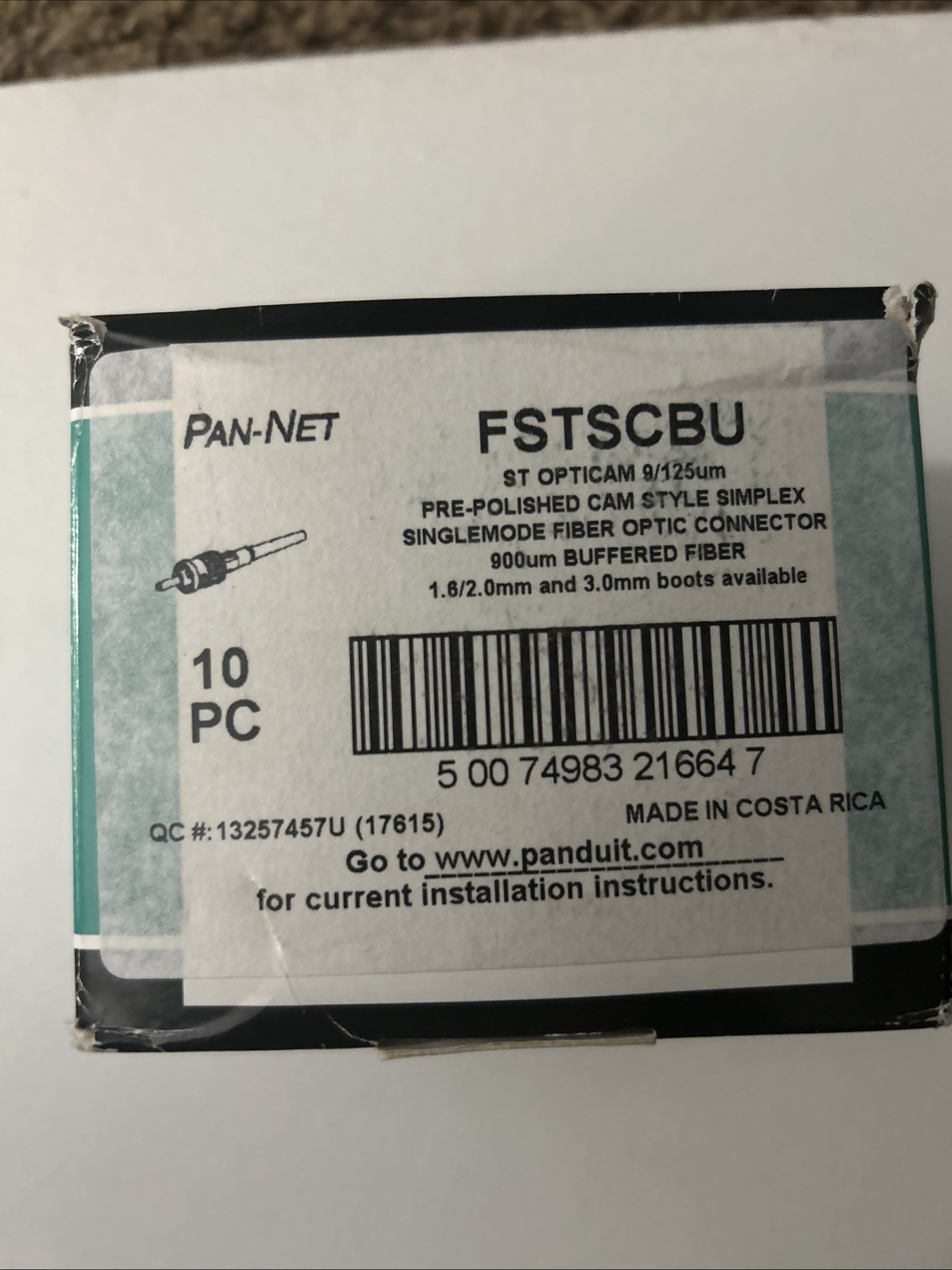 Panduit FSTSCBU Opticam SC Simplex OS1/OS2 Singlemode Fiber Connector-BOX QTY 10