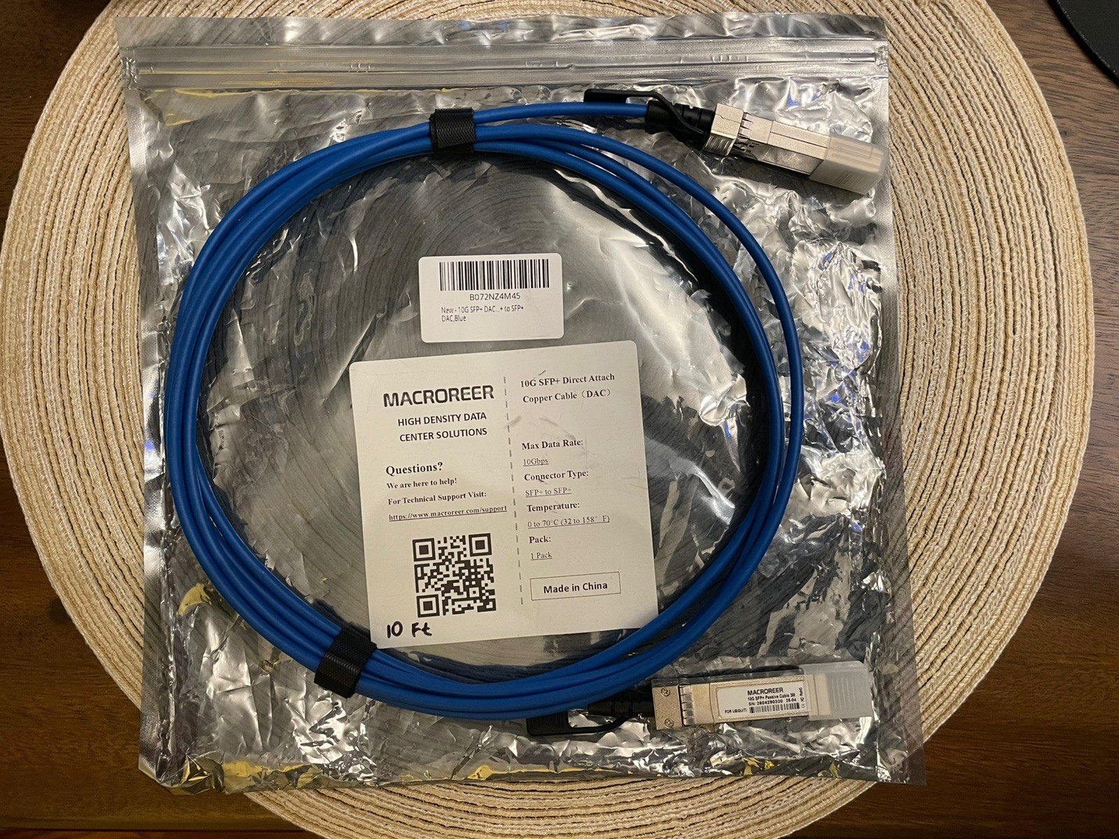Macroreer 10ft-3M Compatible 10G SFP+Passive Direct Attach Copper Cable Blue