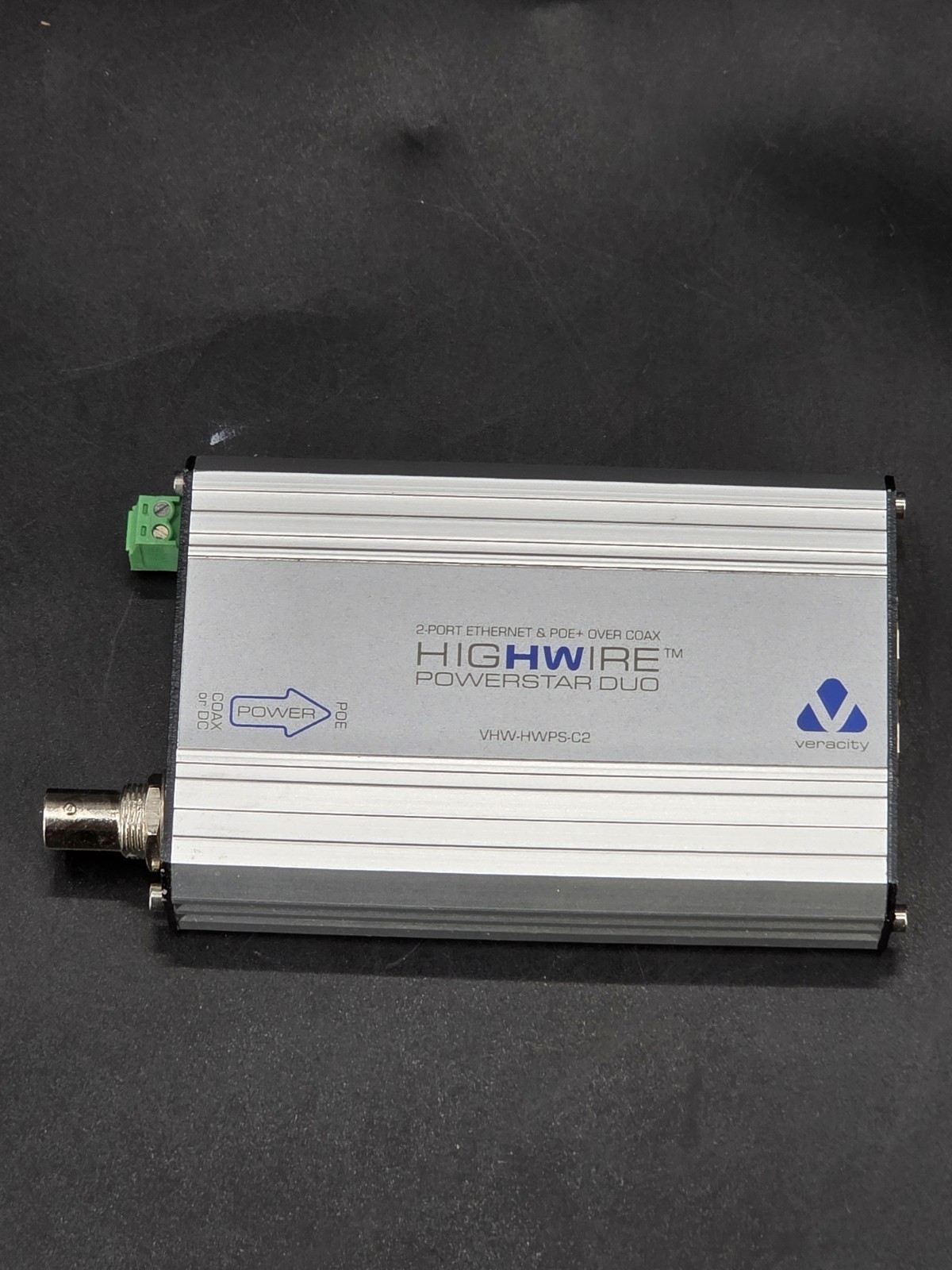 Veracity VHW-HWPS-C2 Highwire Powerstar Duo Ethernet & POE Over Coax Adapter
