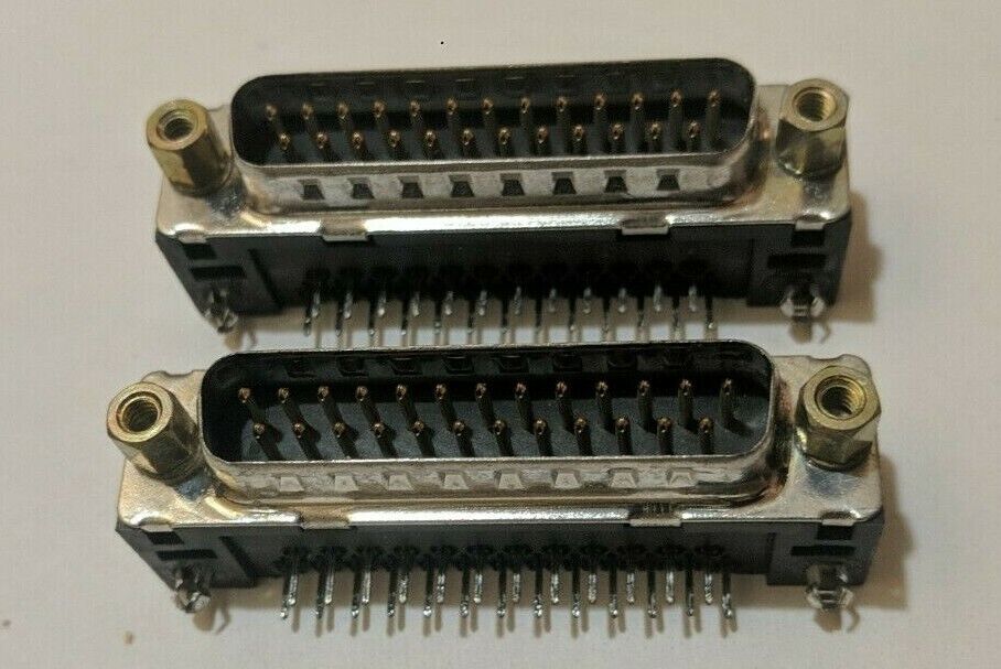 2x D-SUB DB25 2 Rows 25 Pin Male Right Angle PCB Solder Cable Adapter Connector