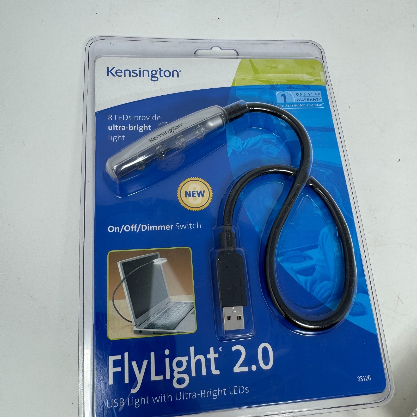 Kensington 33120 FlyLight USB Notebook Light  Ultra Bright LED for PC/Mac - NEW