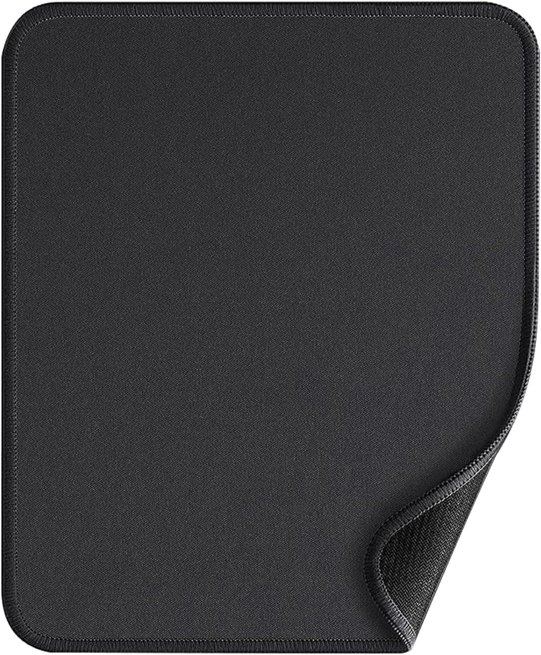 Black Mouse Pad Non-Slip Rubber Base Durable Stitched Edge