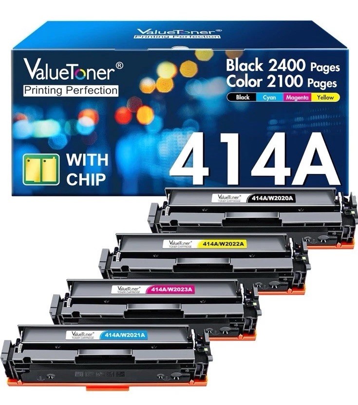 414A 4 Pack Toner Cartridges With Chip W2020A-23A CMYK