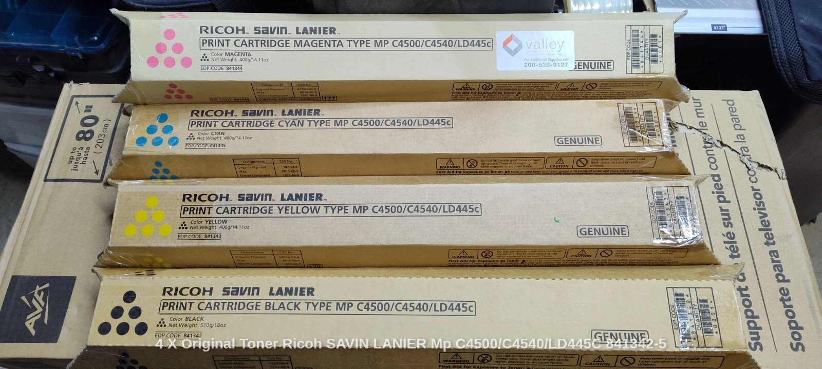 4 X Original Toner Ricoh SAVIN LANIER Mp  C4500/C4540/LD445C 841342-5