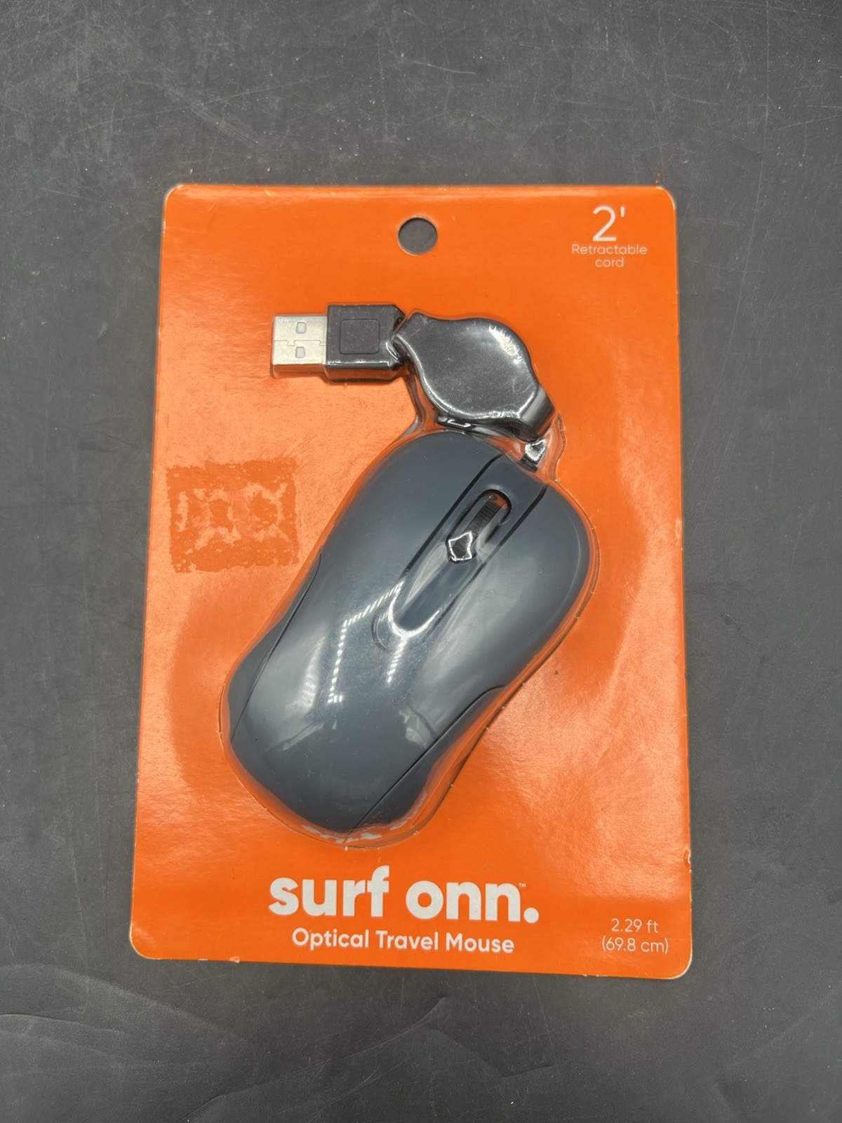 Surf ONN Optical Mouse Wired USB Scroll Wheel 3 Button Grey 6' Plug and Play