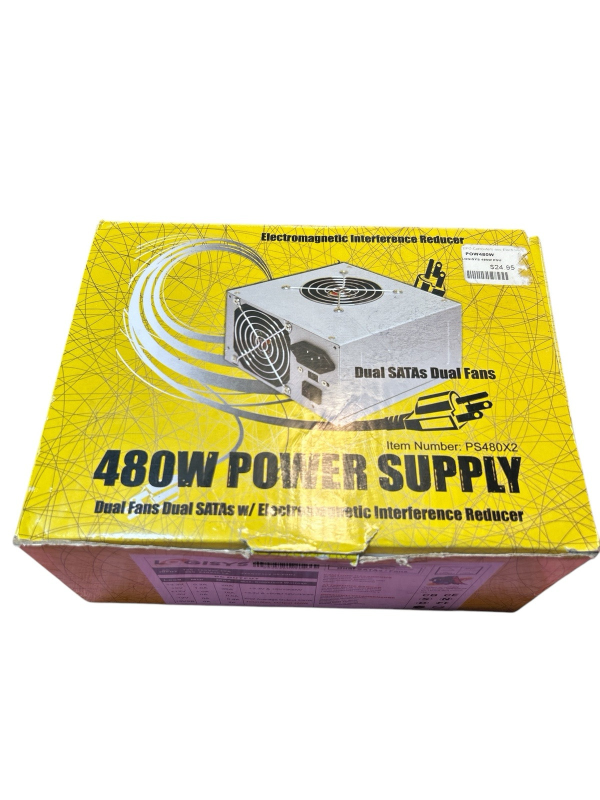 Logisys Corp. 480W 240-Pin Dual Fan 20+4 ATX Power Supply PS480X2