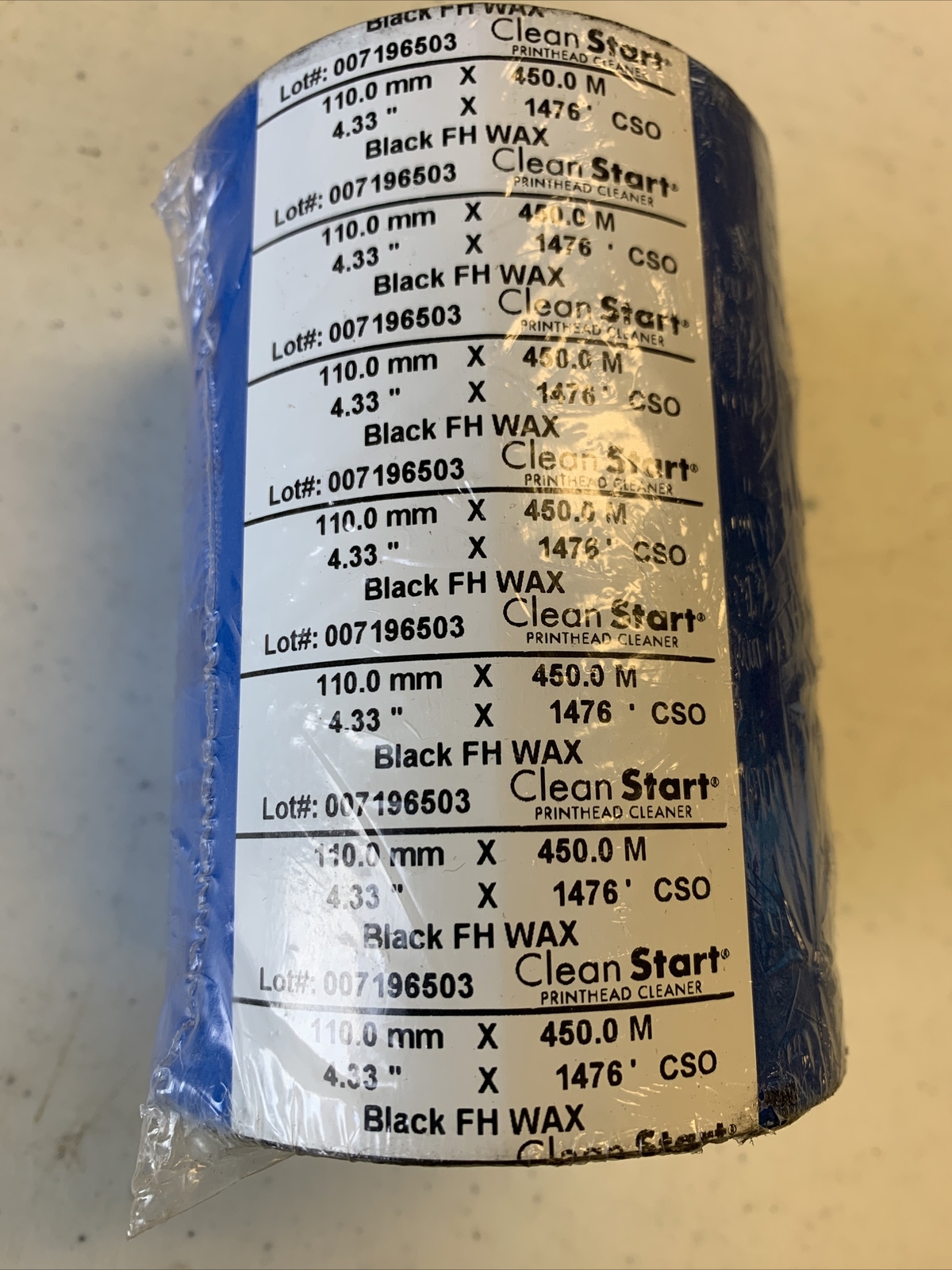 Clean Start Printhead Cleaner Black FH Wax - 4.33" x 1476' (110 mm x 450 M)