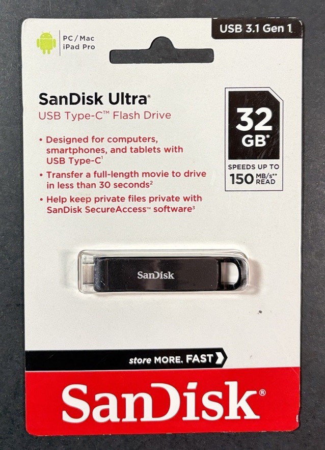 SanDisk Ultra USB Type-C Flash Drive 32GB for PC / MAC / iPad Pro NEW