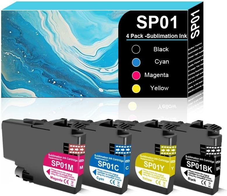 High Capacity SP01 SP-1 Ink Cartridges 4-Pack Thermo Sumlimation DMAOCO BN