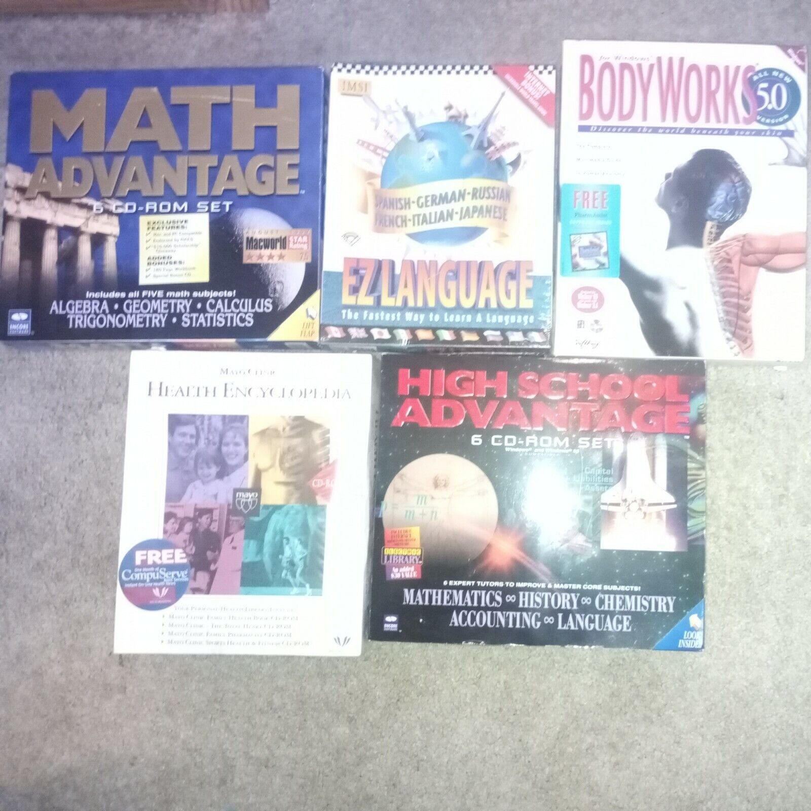 Wholesale Lot Of 5 New Unopened Vintage Cd Rom Sets Collectable 1995 Math school