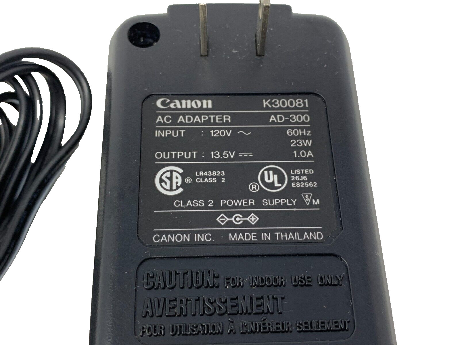 Genuine Canon Model AD-300 AC Adapter for BJC Printers 13.5V-1.0A K30081 OEM