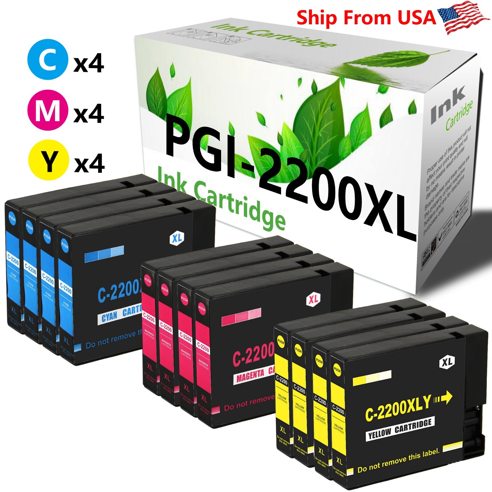 12PK PGI-2200 PGI2200XL Ink Cartridge for Maxify MB5420 MB5120 iB4020 Printer