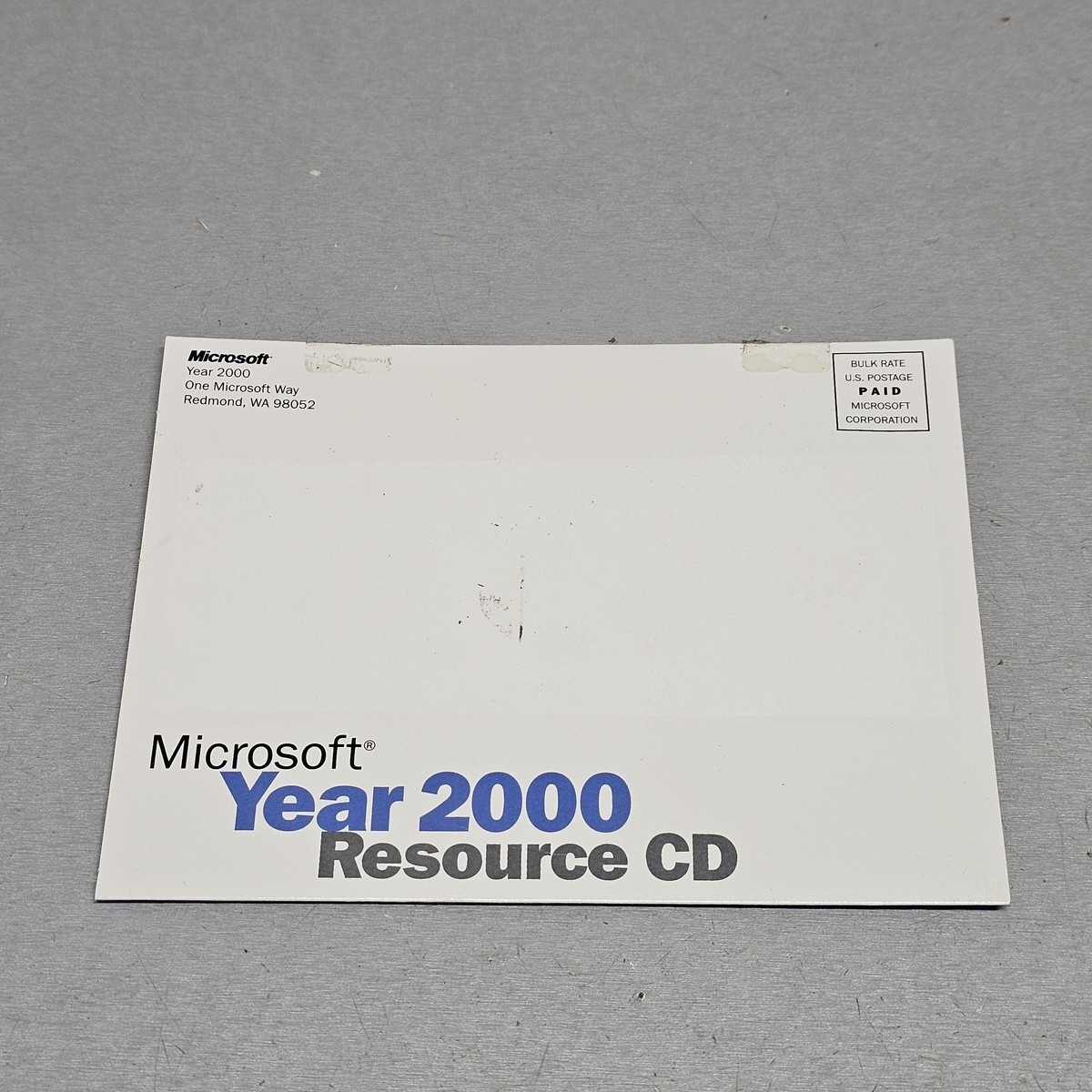 Microsoft Year 2000 Resource CD Original Mailing Sleeve Vintage Software