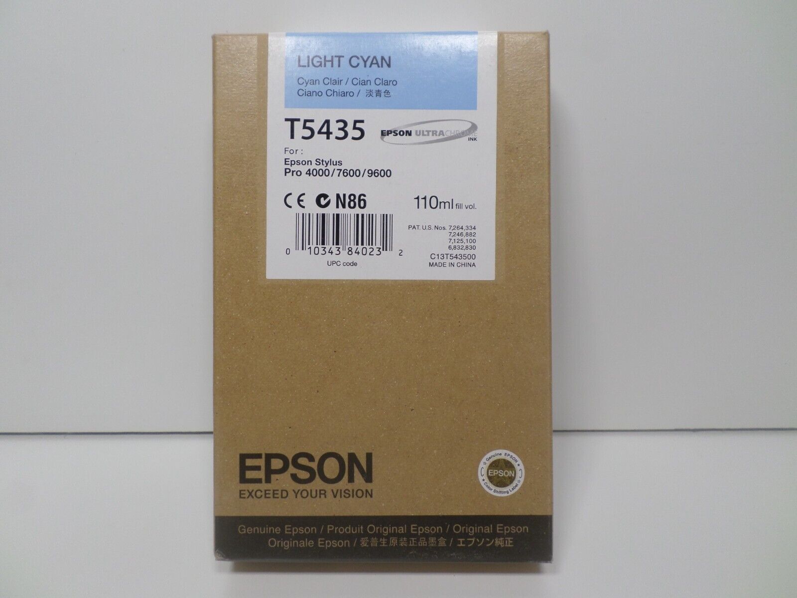 01/2013 NIB Epson Genuine 110ml Ink T5435 Light Cyan Stylus Pro 4000/7600/9600