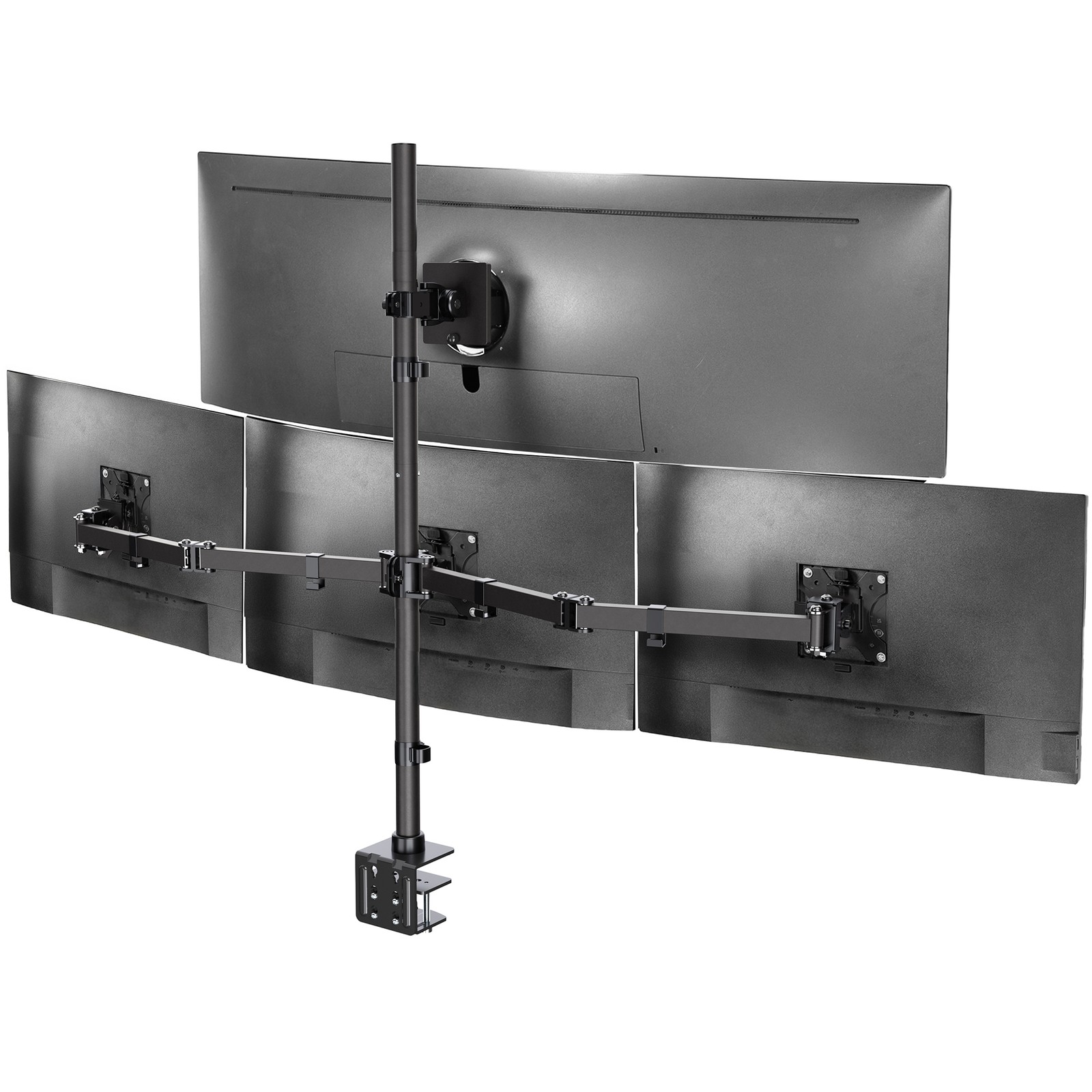 VIVO Quad Computer Monitor Desk Mount, 1 Ultrawide to 49", 3 Standard to 27"