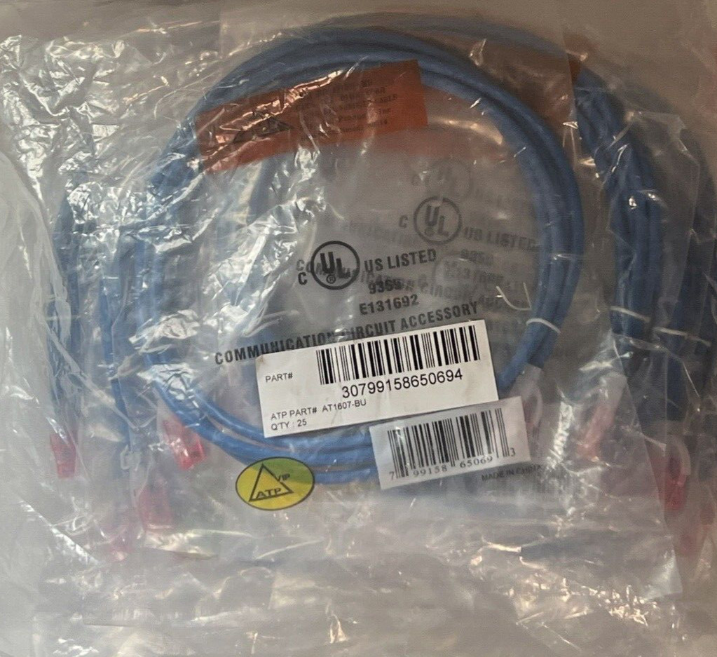 Allen Tel Modular Category 6 Patch Cord 7ft CAT6 Blue AT1607-BU LOT OF 43 CABLES