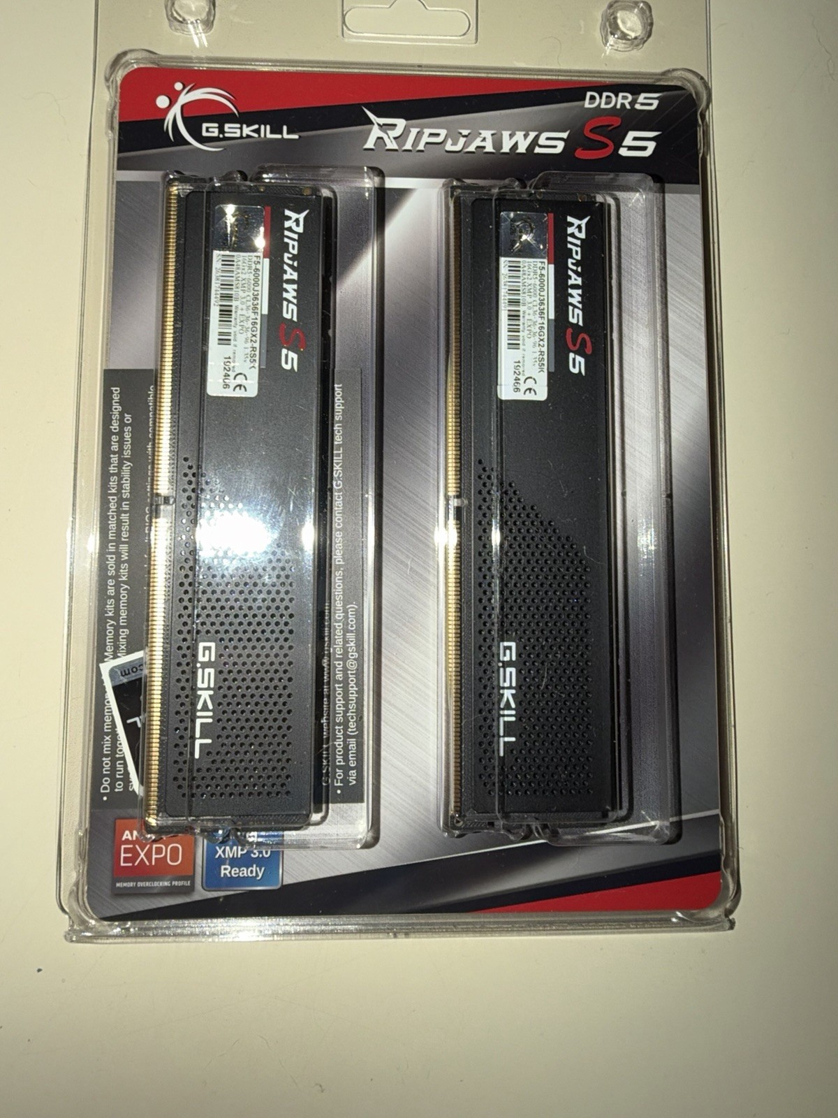 G.SKILL Ripjaws S5 Series DDR5 RAM (Intel XMP 3.0 & AMD Expo) 32GB (2x16GB) CL36