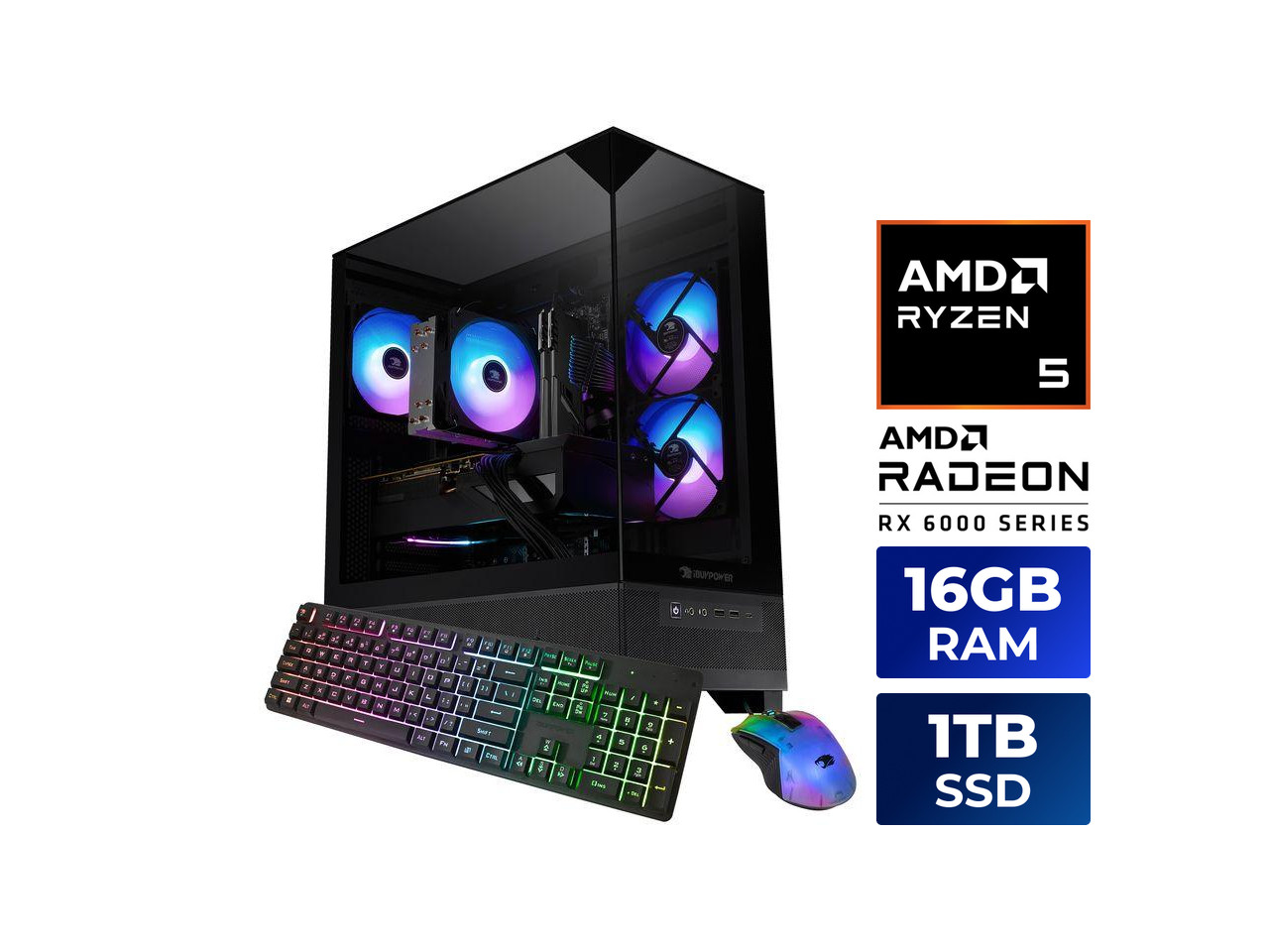 iBUYPOWER Element SE Gaming PC Desktop Computer AMD Ryzen 5 5500 CPU, AMD Radeon