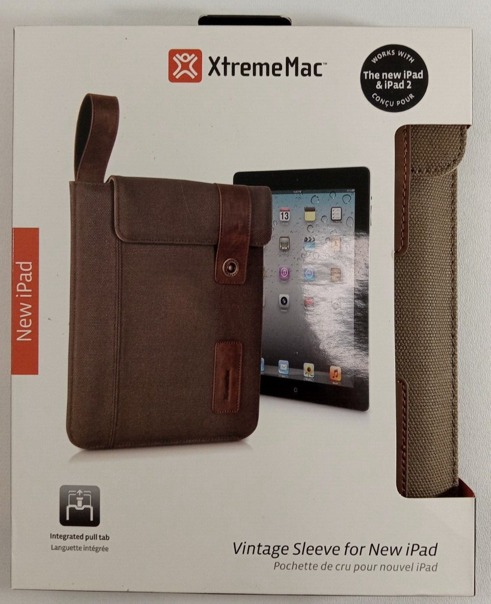 New IPad XtremeMac Vintage Sleeve for Ipads/Tablets, Integrated Pull Tab, New