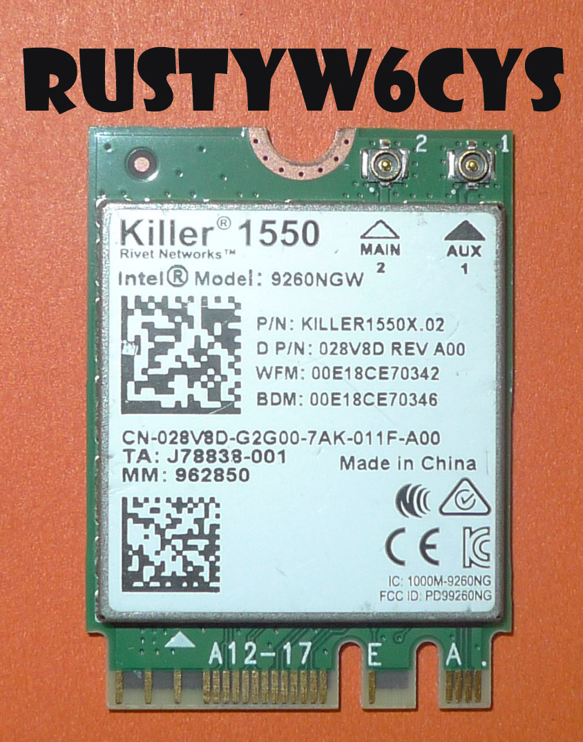 Alienware 17 R5 Intel 9260NGW Killer 1550 Wireless Bluetooth Card A00 28V8D