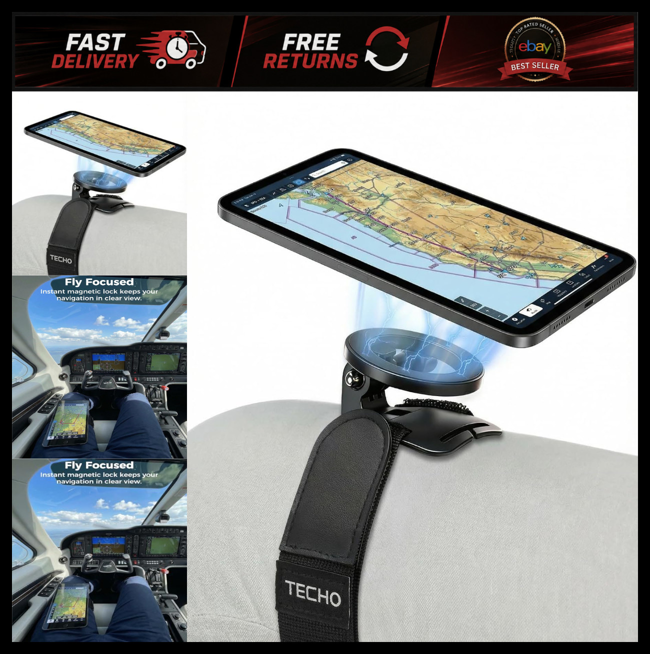 Universal Magnetic Kneeboard for iPad & Tablets - Secure Grip, Hands-Free