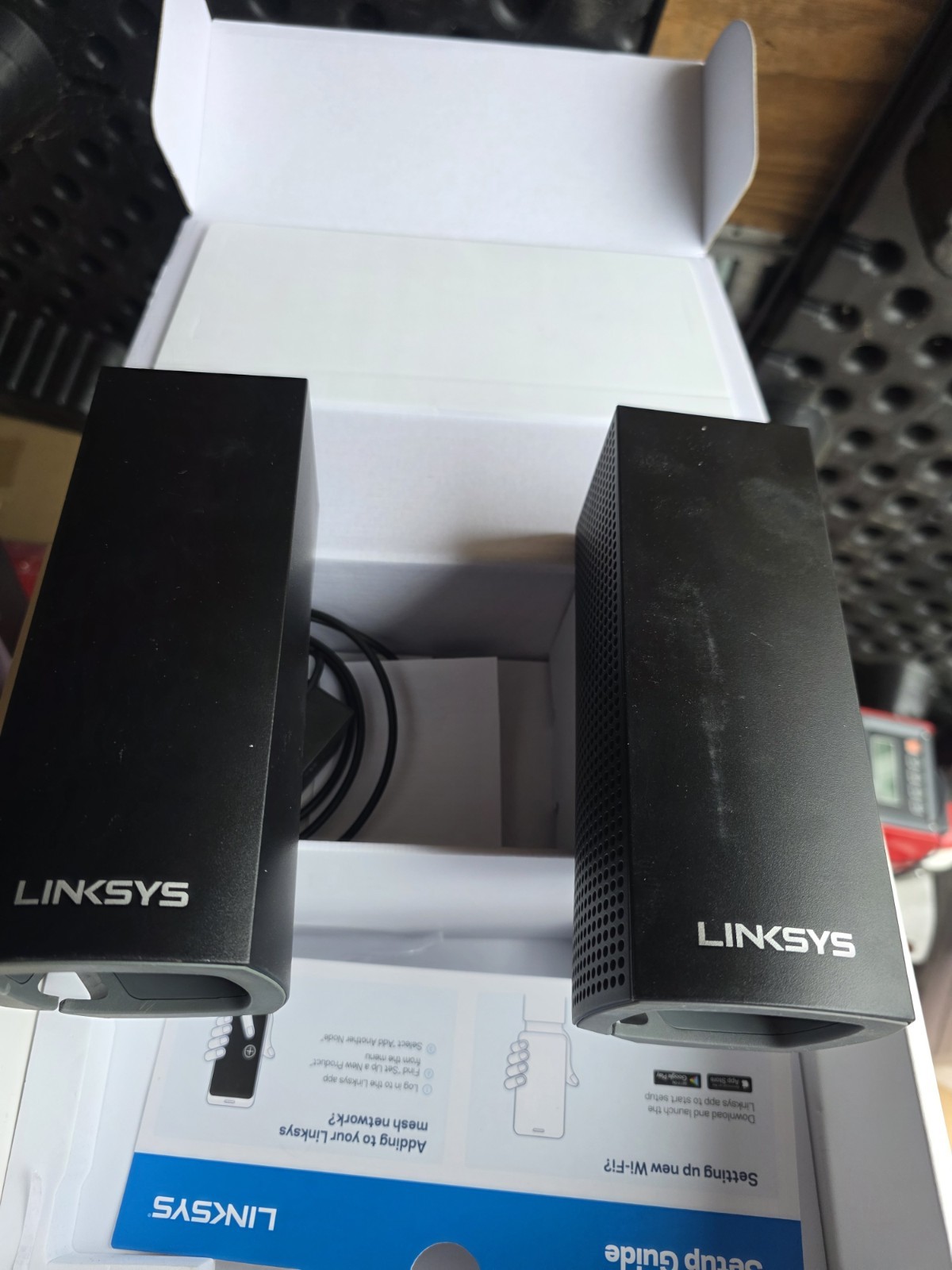 Lot of (2) Linksys WiFi System Routers WHW03 Velop Modular Tri Band Mesh Blk