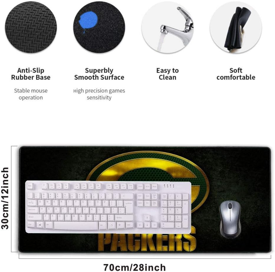 Green Bay Packers Large Mousepad Non-Slip Rubber Base Keyboard Desk Mat Yellow