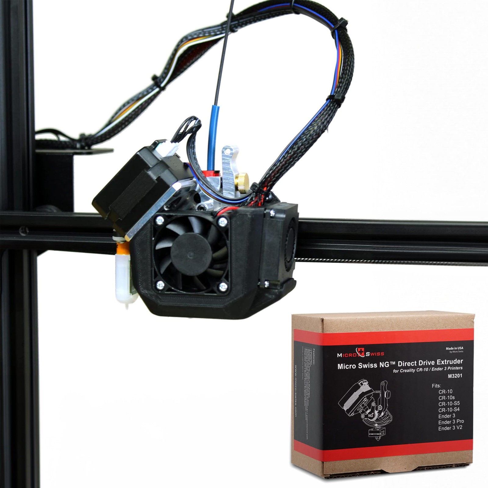 Micro Swiss NG™ Direct Drive Extruder for Creality CR-10 / Ender 3 Black
