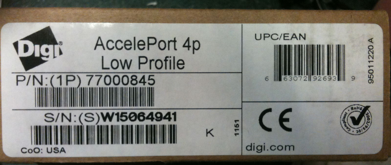 New Digi 30005872-02 AccelePort 4p Low Profile New Retail Box (13 Available)
