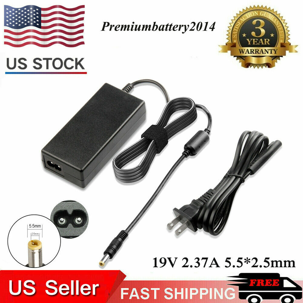 19V 2.37A  Laptop Charger AC Adapter Power Cord Supply For Toshiba Satellite US