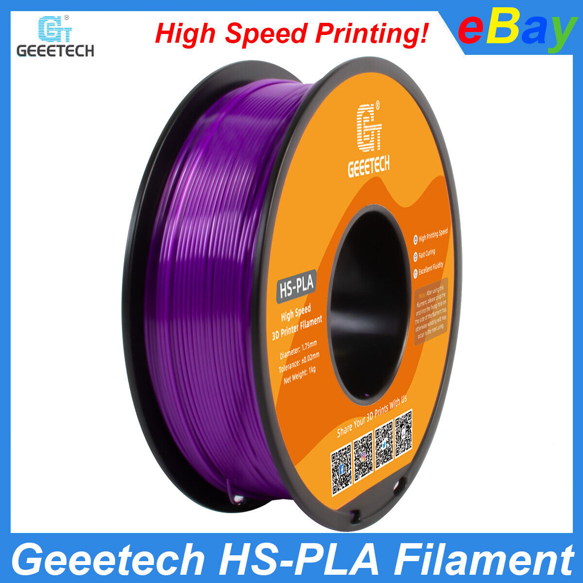 Geeetech HS-PLA Filament 1.75mm 1kg Gray Fast Printing For FDM 3D Printer