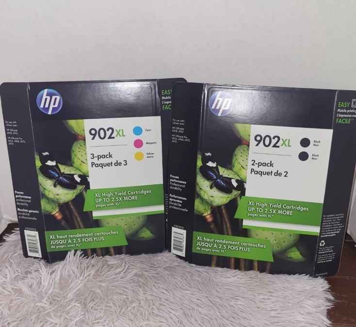 5 PACK HP 902XL BLACK Color Yellow Magenta Cyan 902 XL Set 6970 6975 EXP 2022/23