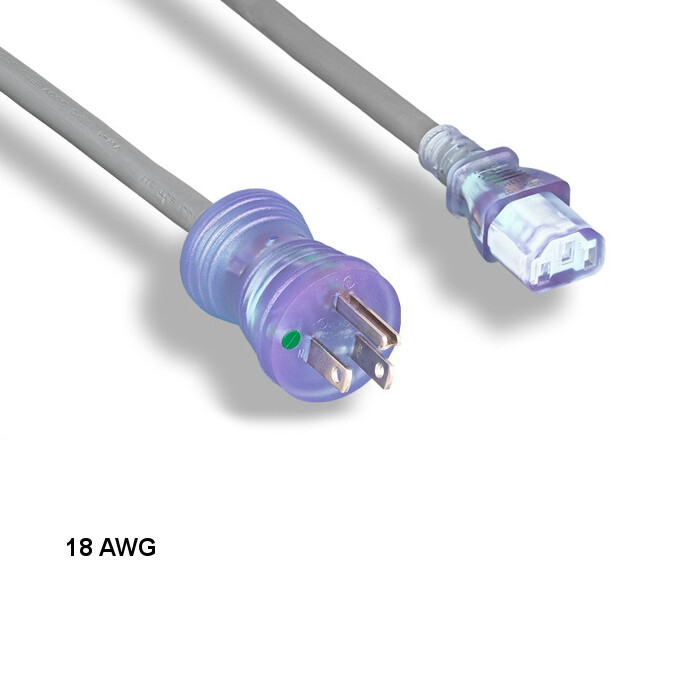 LOT 10pcs 3ft 18 AWG Hospital Grade Power Cable NEMA 5-15P to C13 10A/125V Clr