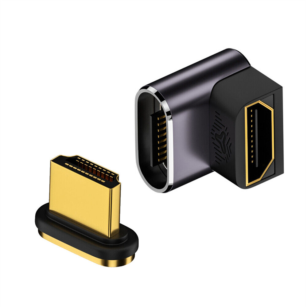 Cablecc 90 Degree Angled Magnetic 8K HDMI 2.1 Male to Female Straight Video