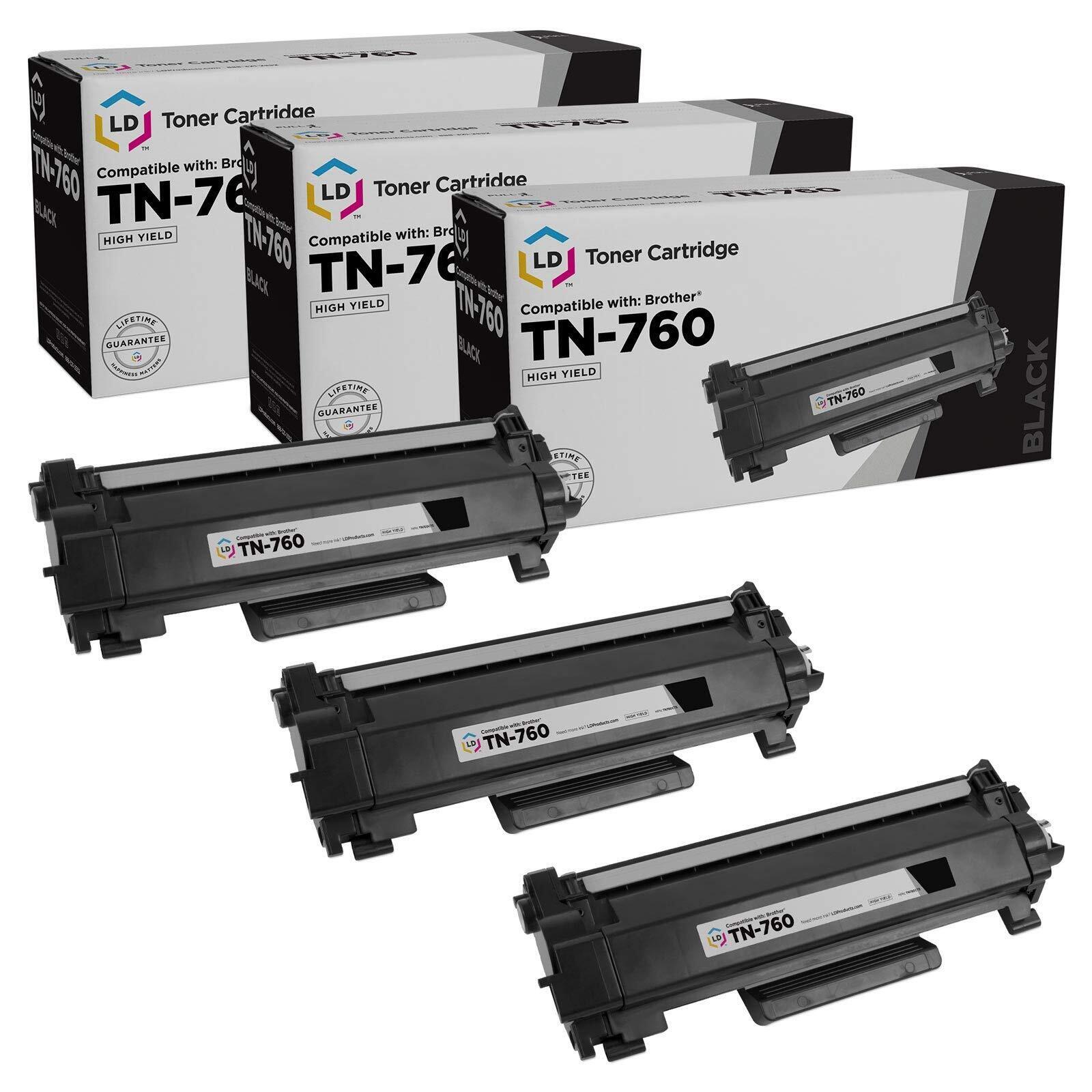 LD 3PK Replacement for Brother TN760 TN-760 High Yield Black Toner Cartridges