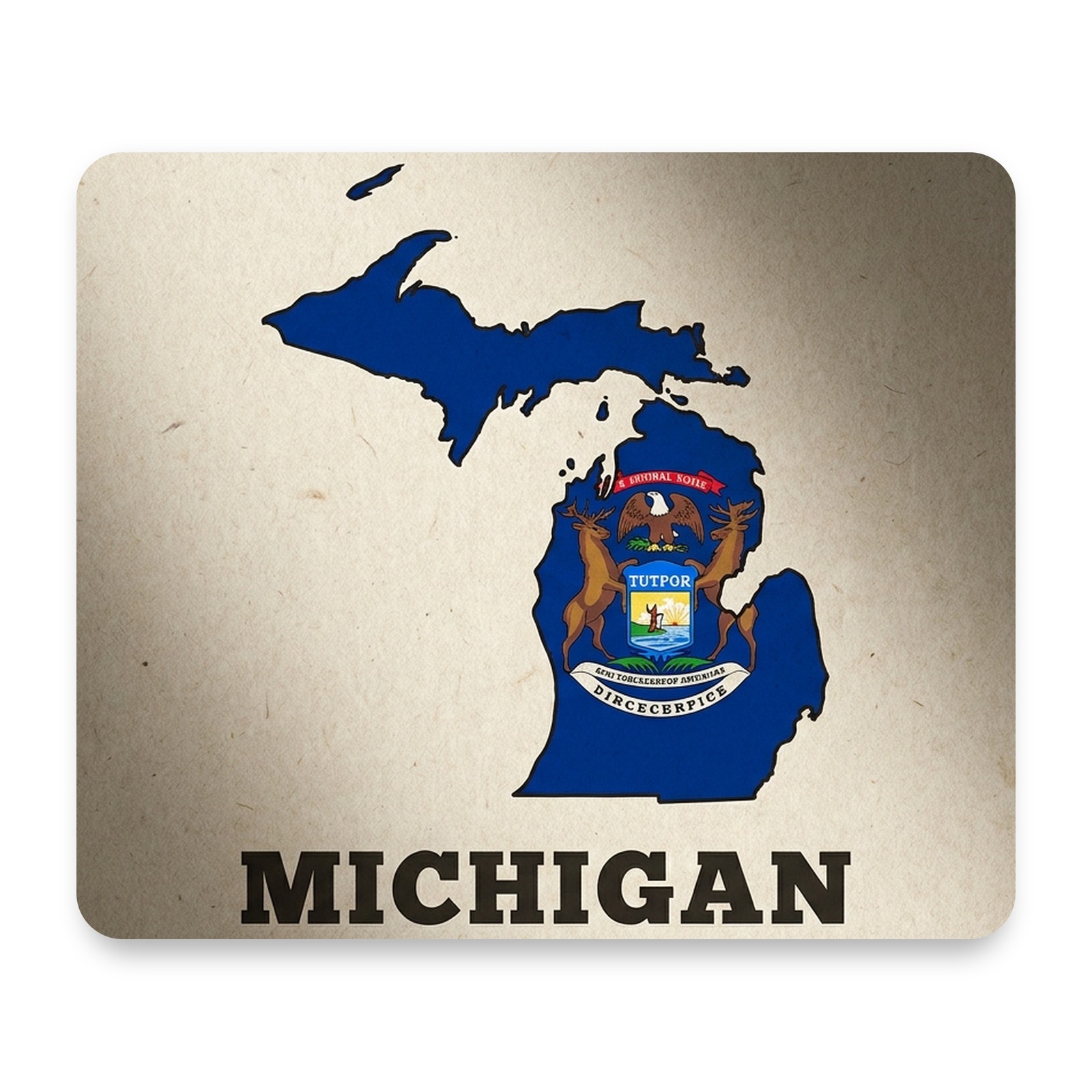 Michigan State Outline Flag Fill Mouse Pad 9.25x7.75 Non-Slip Desk Mat
