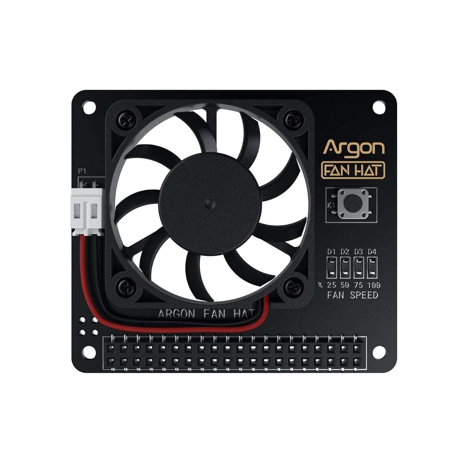 Argon Fan HAT for Raspberry Pi 4 | 40Mm Fan with Power Button | PWM and Software