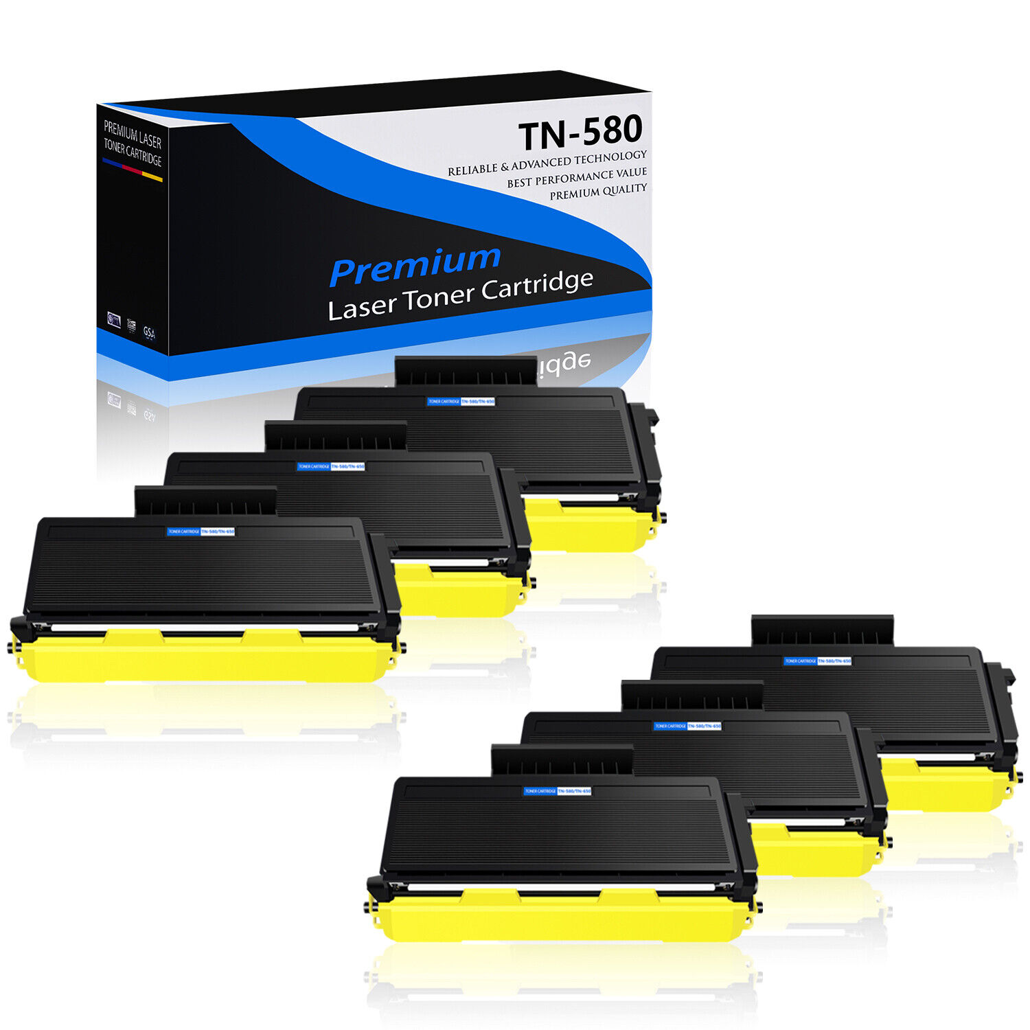 6PK High Yield TN-580Toner Cartridge for Brother DCP-8060 DCP-8065 DCP-8065DN