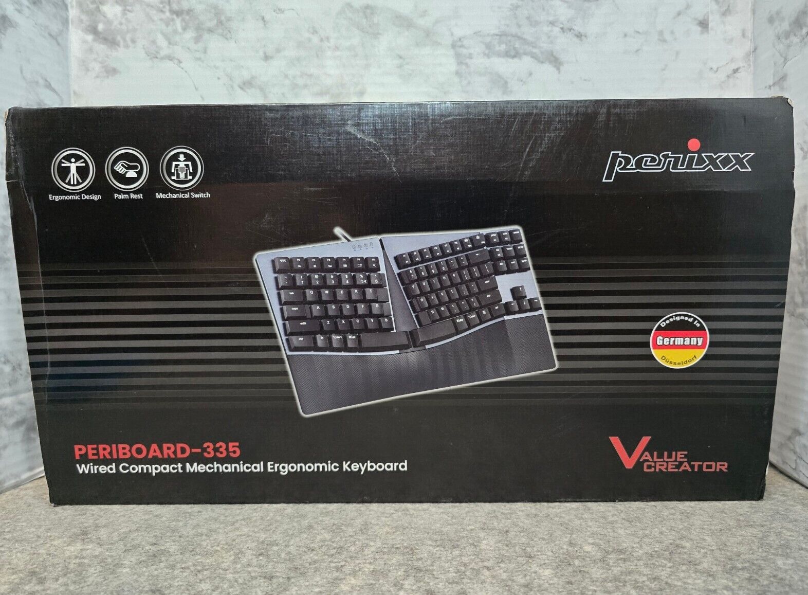 Perixx PERIBOARD-335 BL Wired Compact Mechanical Ergonomic Keyboard New/Open Box
