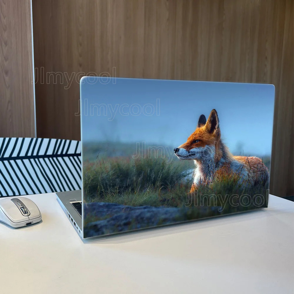 2pcs Red Fox in Grassland Nature Scene Removable Laptop Skin Decal