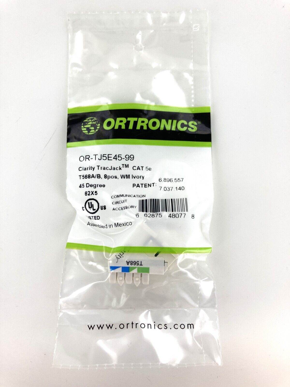 Ortronics OR-TJ5E45-99 Clarity TracJack, Cat5e, 45 Degree, Wiremold Ivory