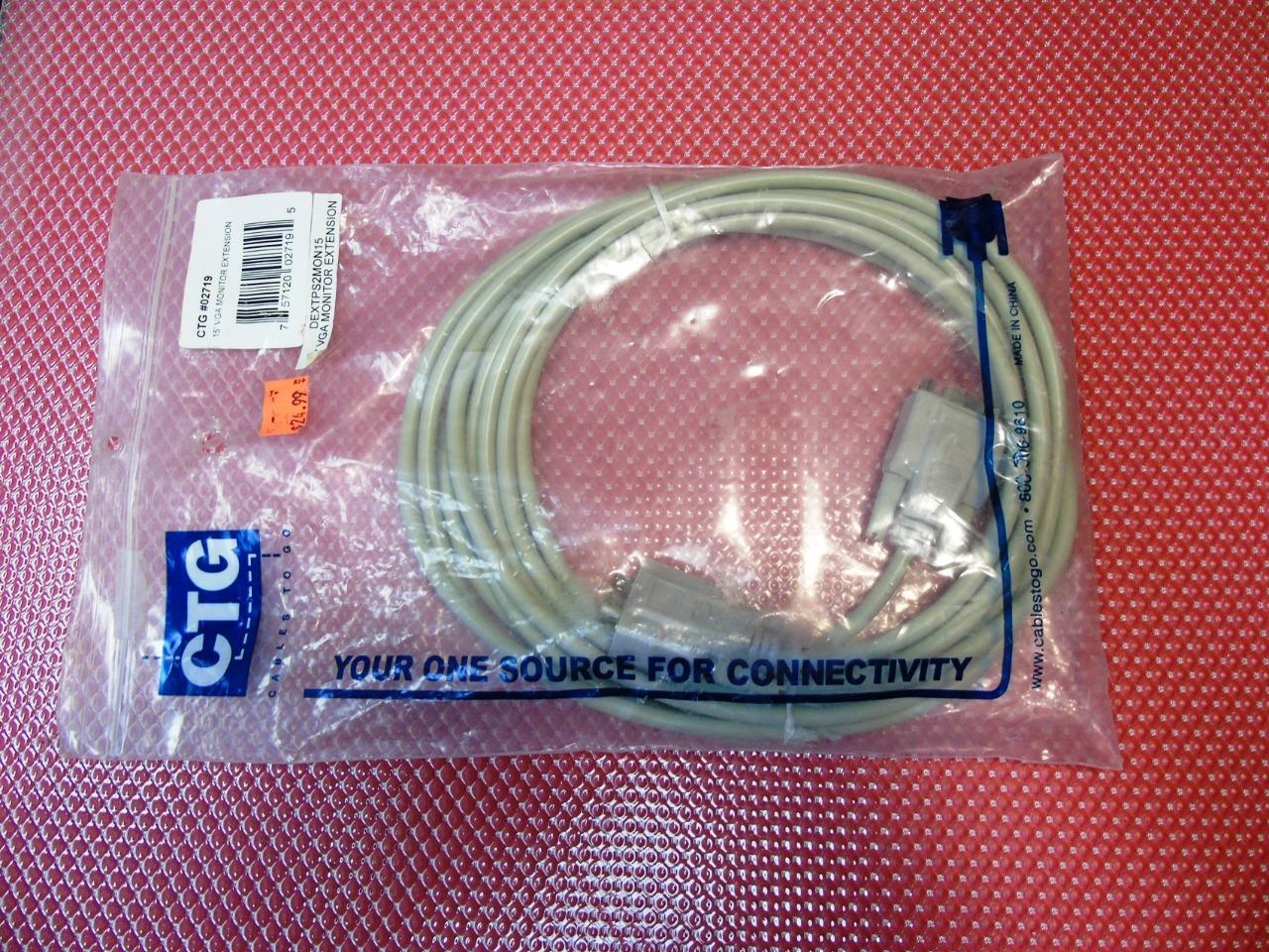 CTG 15' Ft VGA Monitor Extension Cable - 15-pin Male to Female