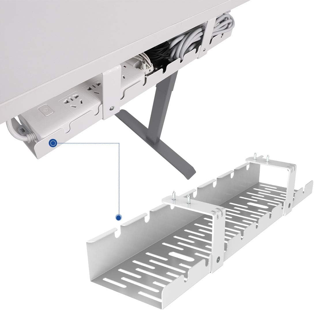FLEXISPOT Under Desk Cable Management Tray, Metal Raceway Wires Cable Tidy Organ