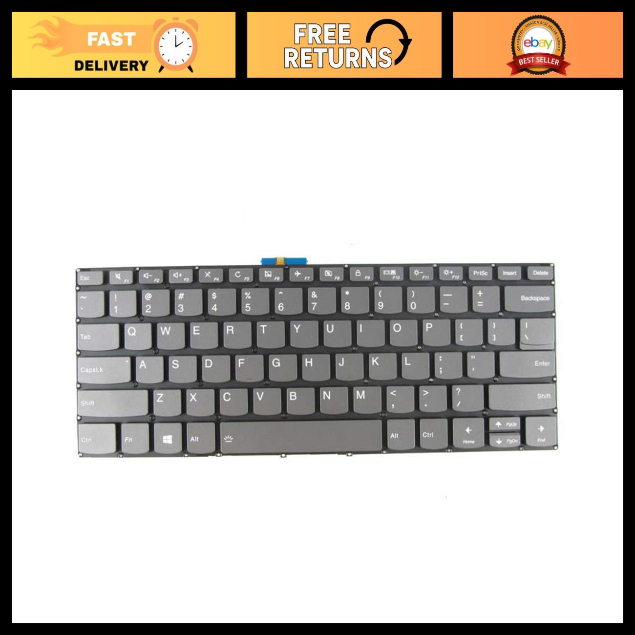 Backlit Keyboard Replacement for Lenovo Yoga 520, Flex 5, IdeaPad 330S - New
