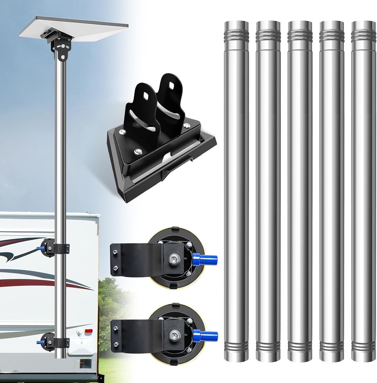 8FT Starlink Mini Pole Mount Kit, Removable Stainless Steel Pole with