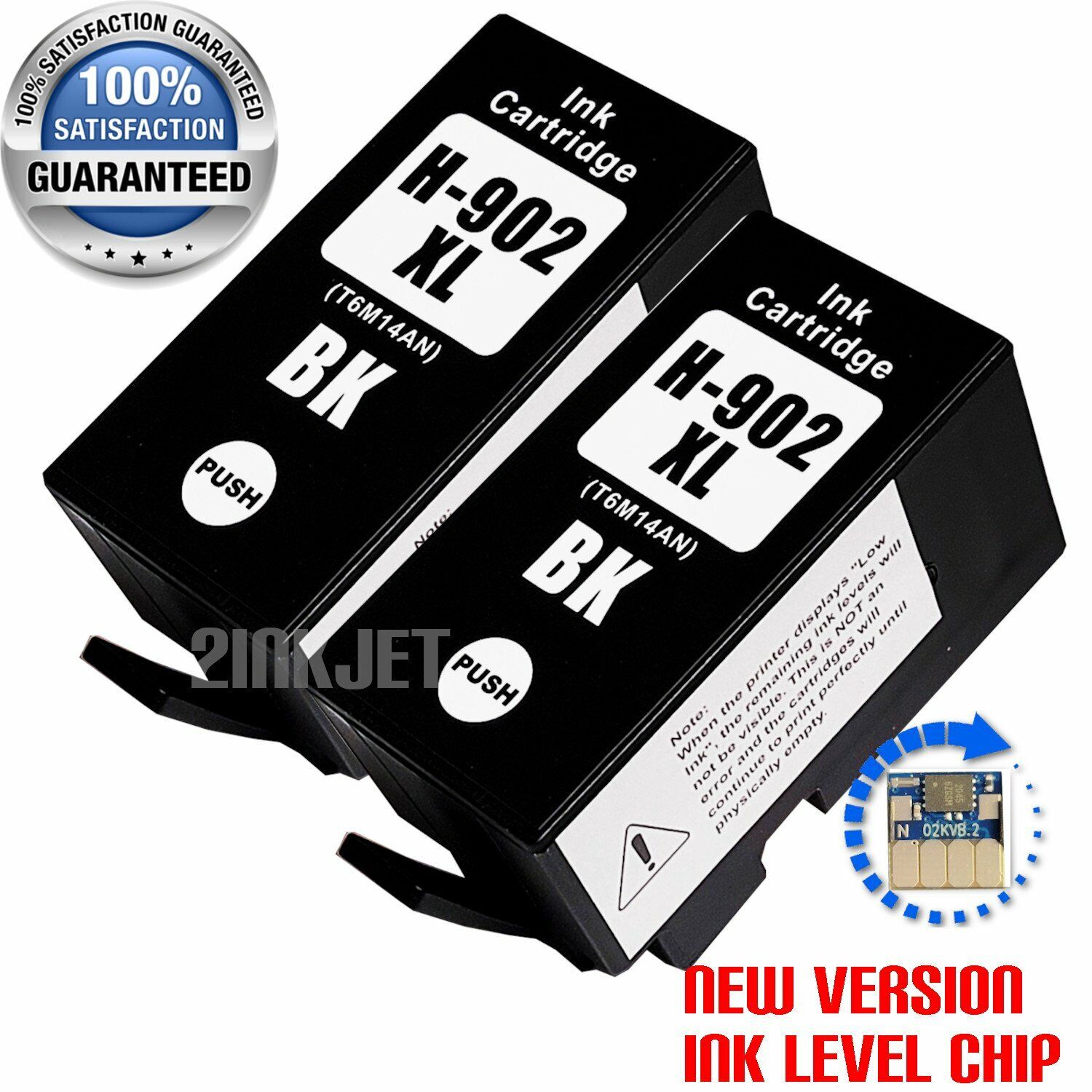 2pk 902XL Black Ink Cartridge for HP 902 Officejet Pro 6960 6968 6970 6975 6978